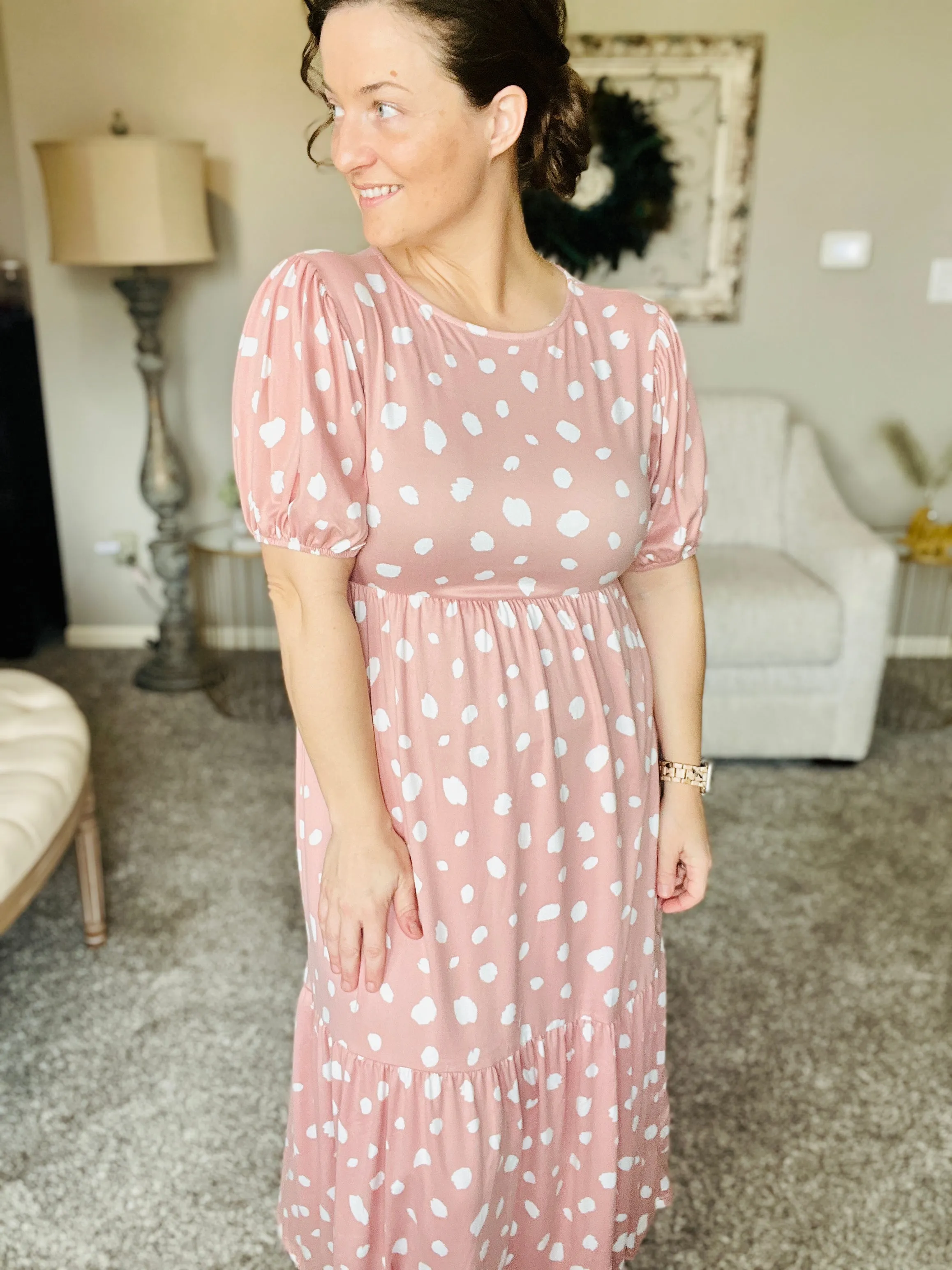 Christina Mod Dot Dress- Rose