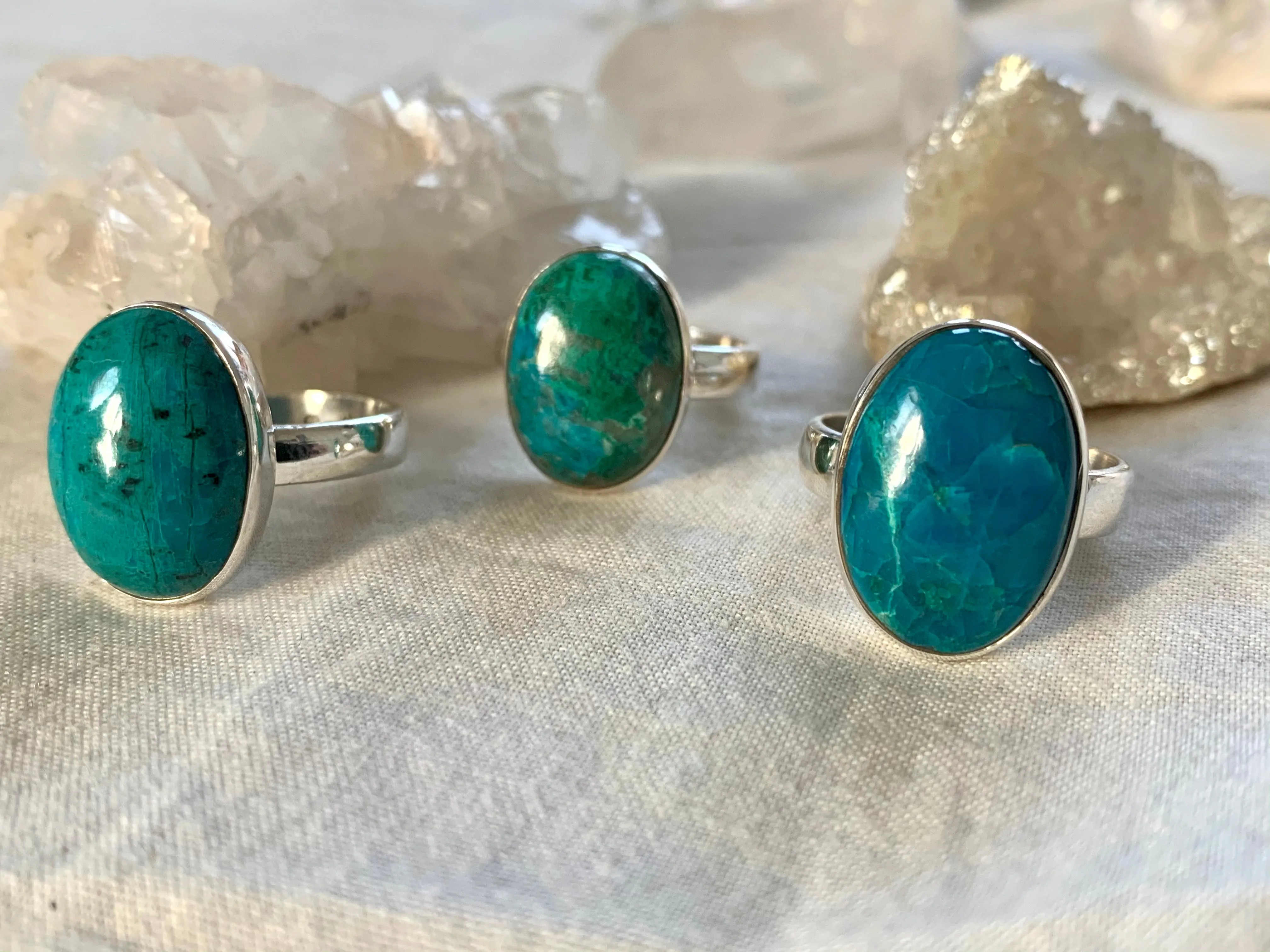 Chrysocolla Akoni Rings - Small Oval (US 6.5 & 7.5)