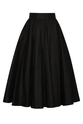 Circular Silk Dupion Skirt in Black - Chrissie