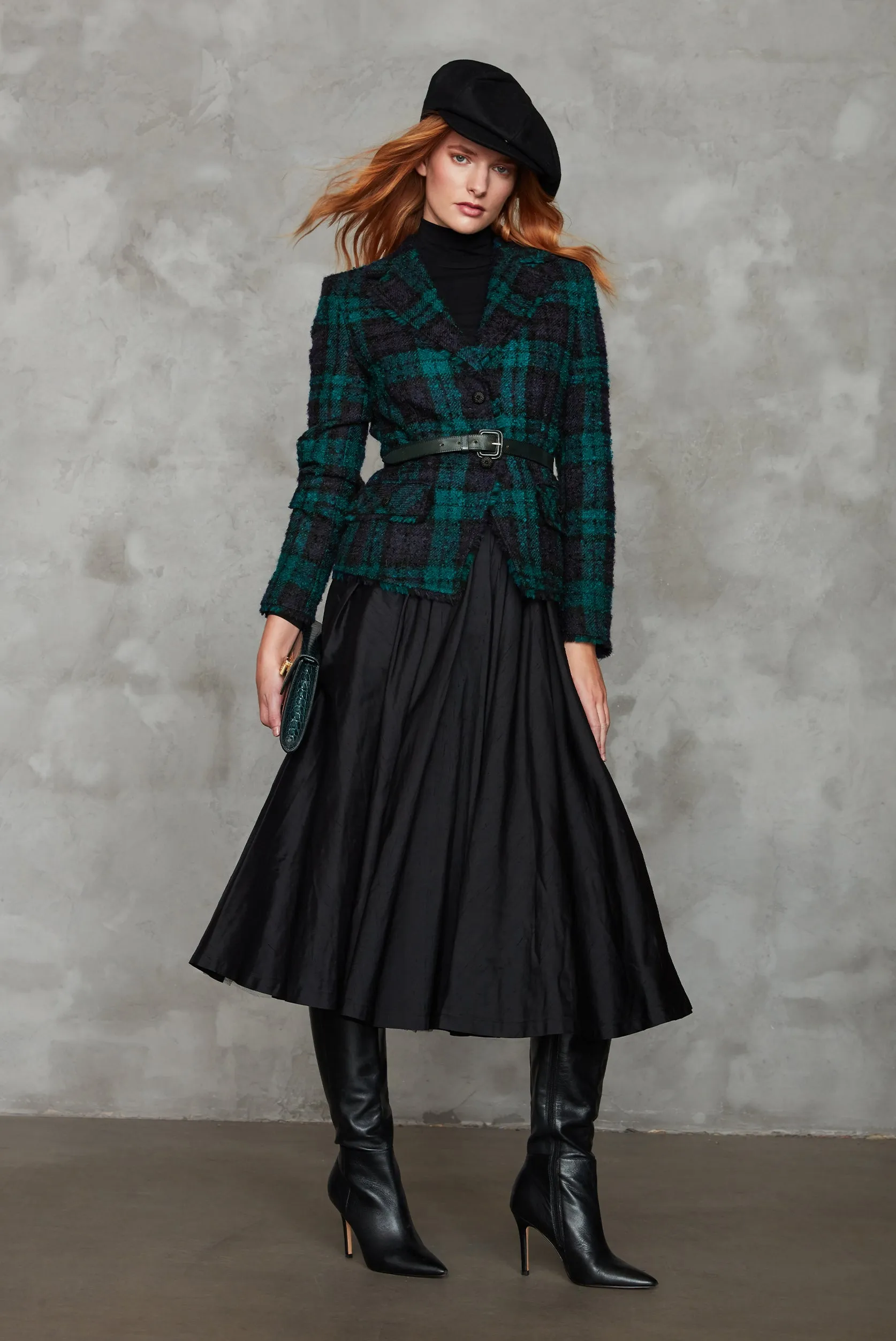 Circular Silk Dupion Skirt in Black - Chrissie