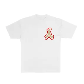 CLASSIC A TEE WHITE (Tan & Red)