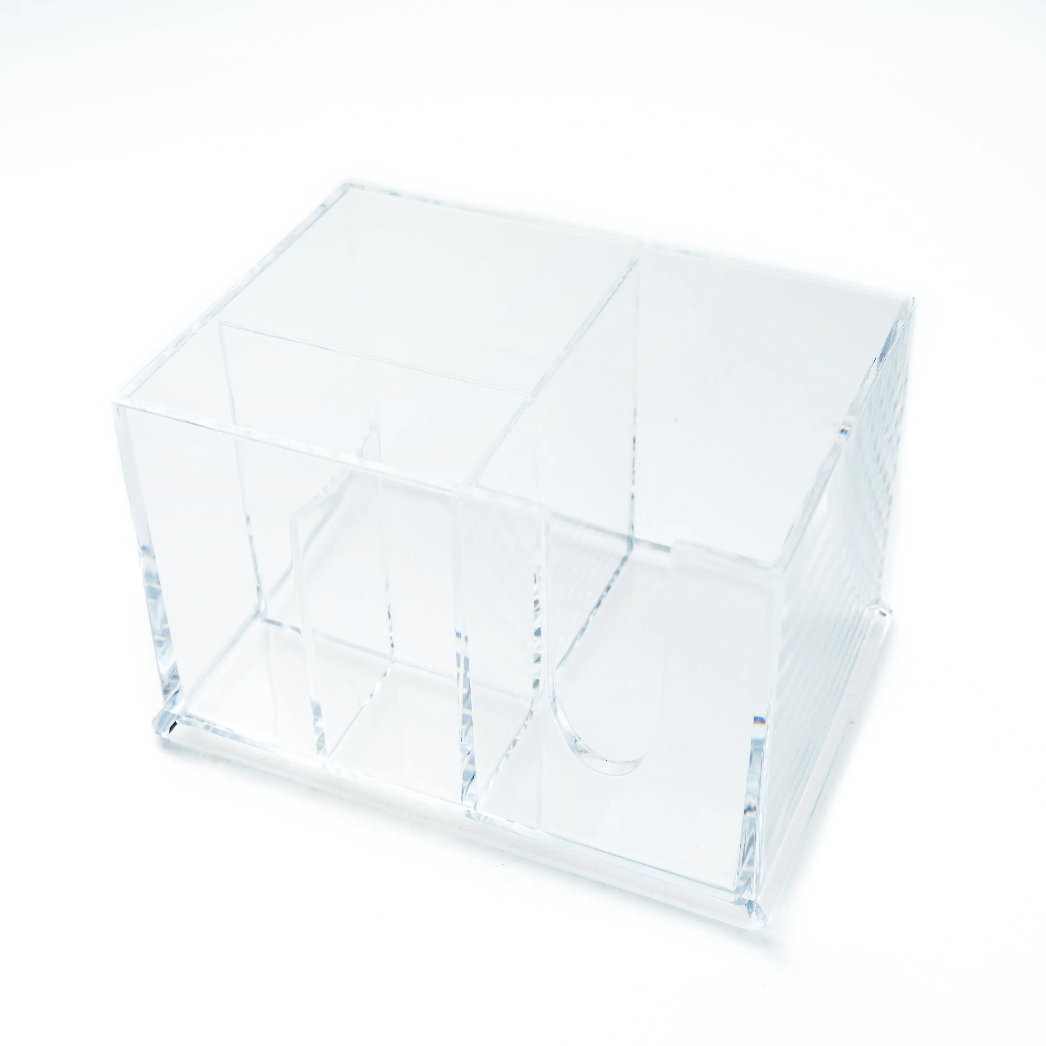 Clear Rectangular Multi-Slots Cosmetic Organizer with Lid