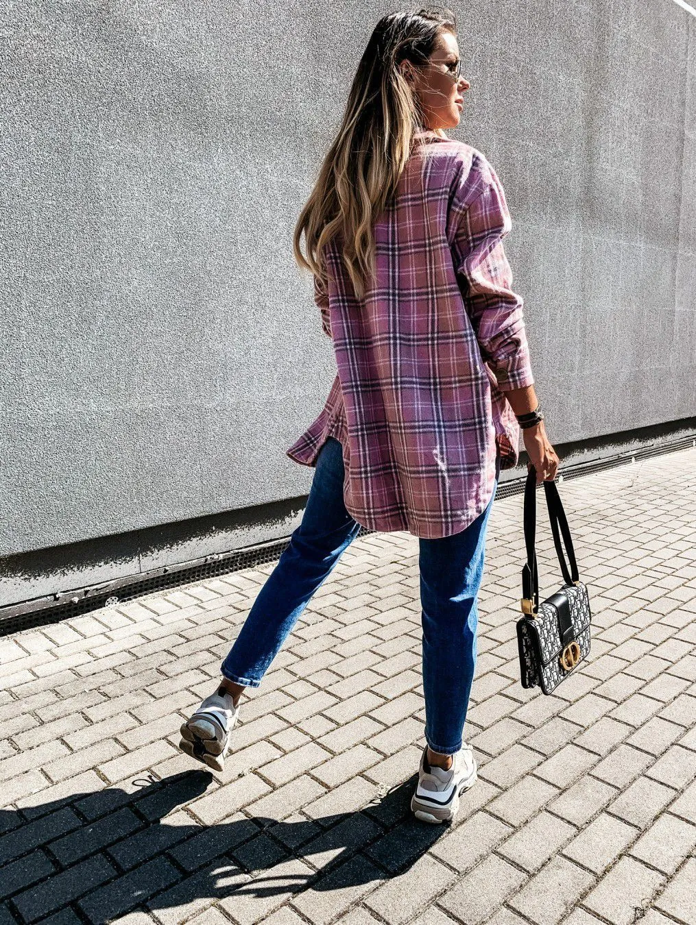 Colorblock Plaid Faux Wool Jacket Flannel Shirt Jacket