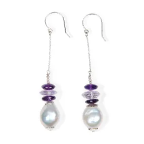 Dangle Ear Wires: Pearls, Amethyst, Zircon, Silver