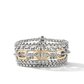 David Yurman Multi-Row Chain Bracelet with 18K Yellow Gold