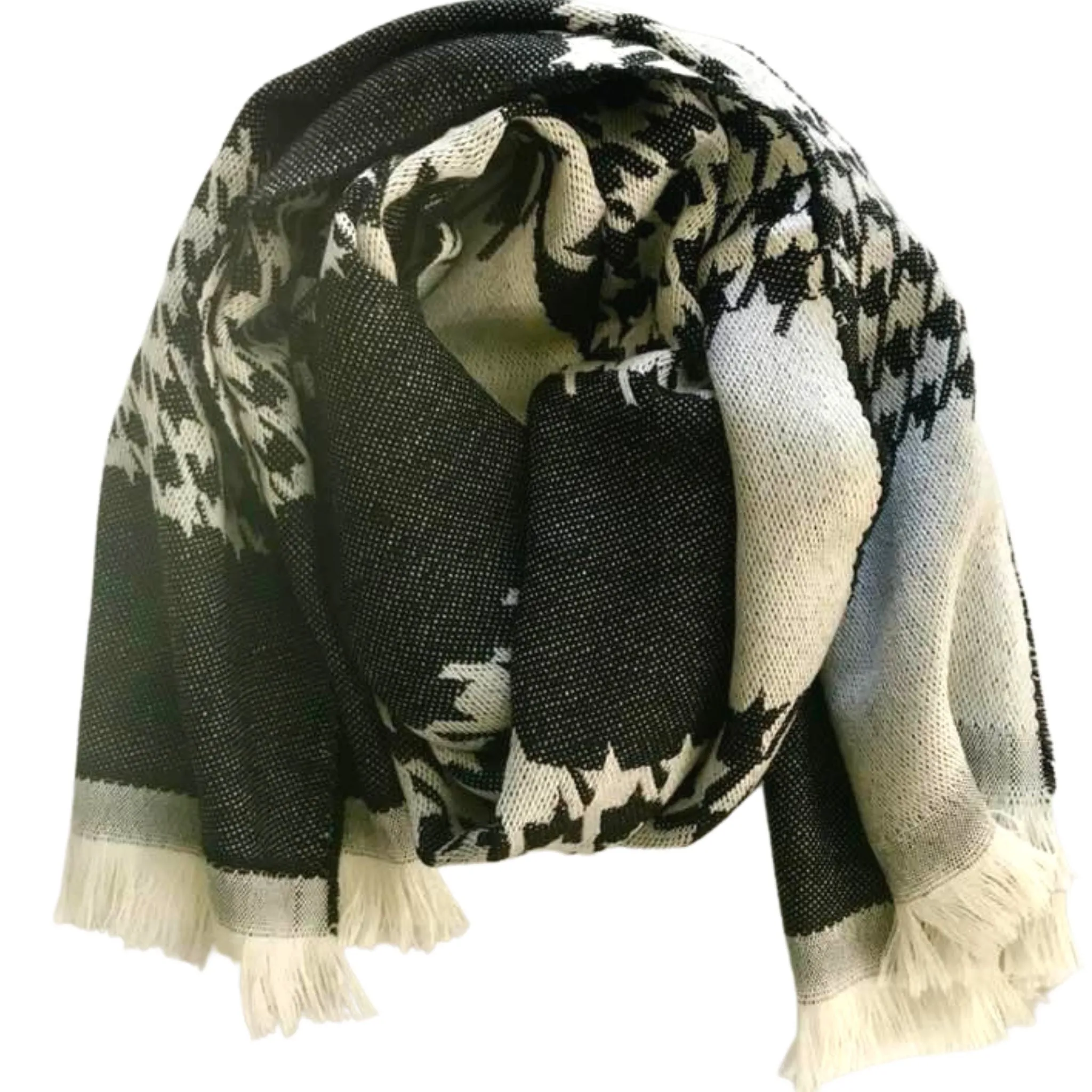 Deidaa Houndstooth Wool Scarf