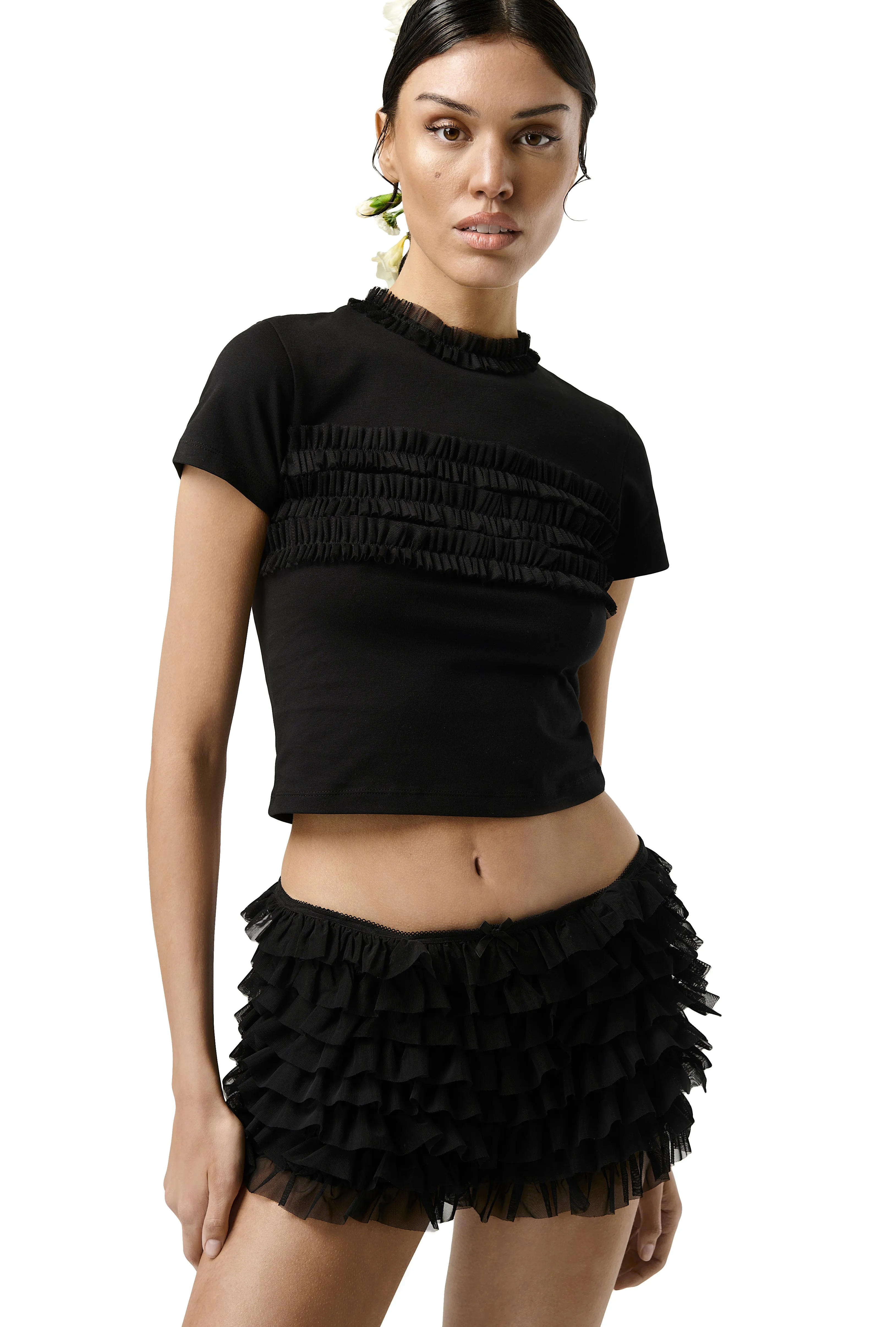 Dilly Frill Shorts in Black