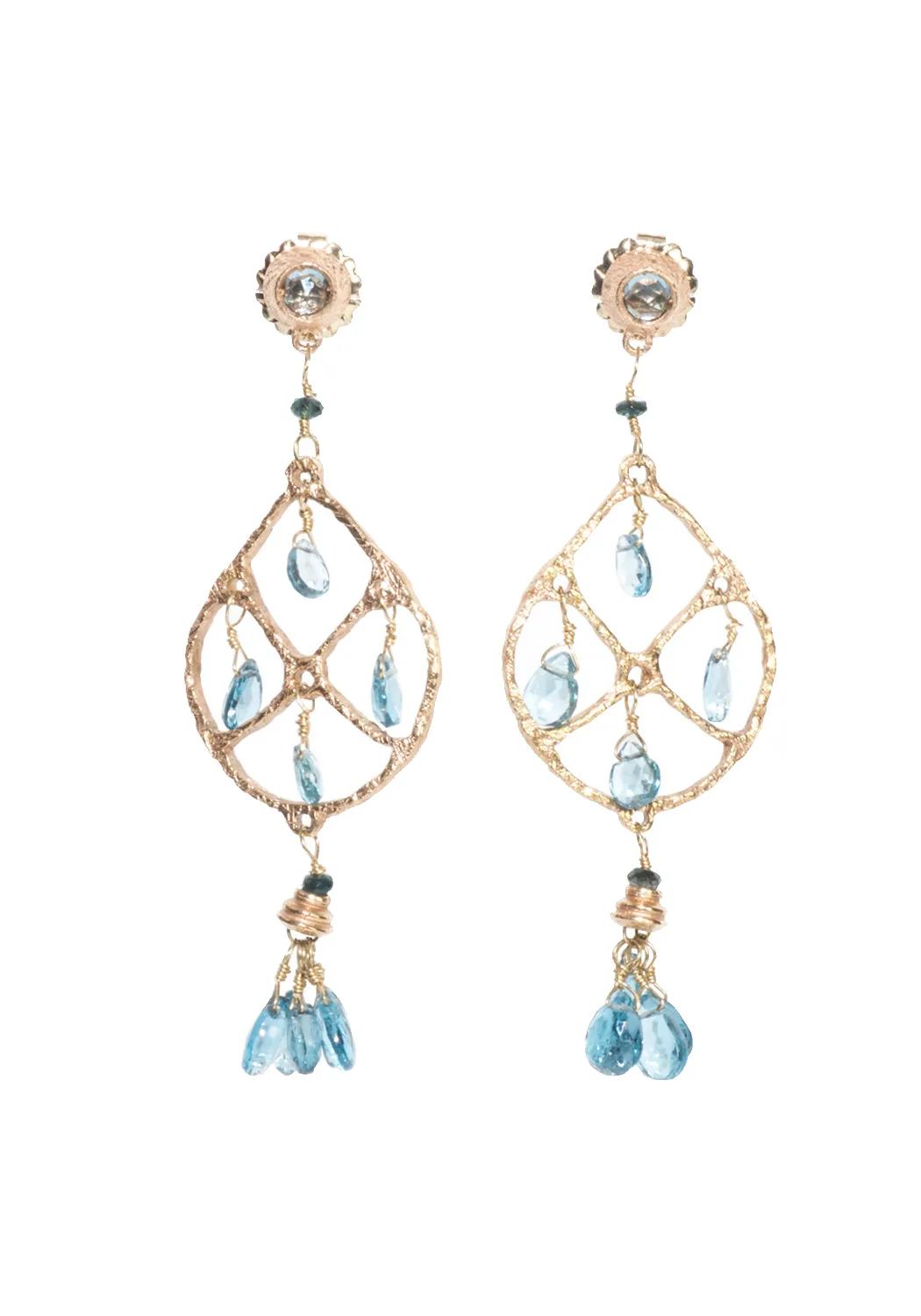 Dominique Cohen 18KYG London Blue Topaz Dreamcatcher Earrings