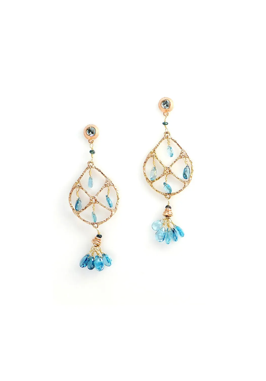 Dominique Cohen 18KYG London Blue Topaz Dreamcatcher Earrings