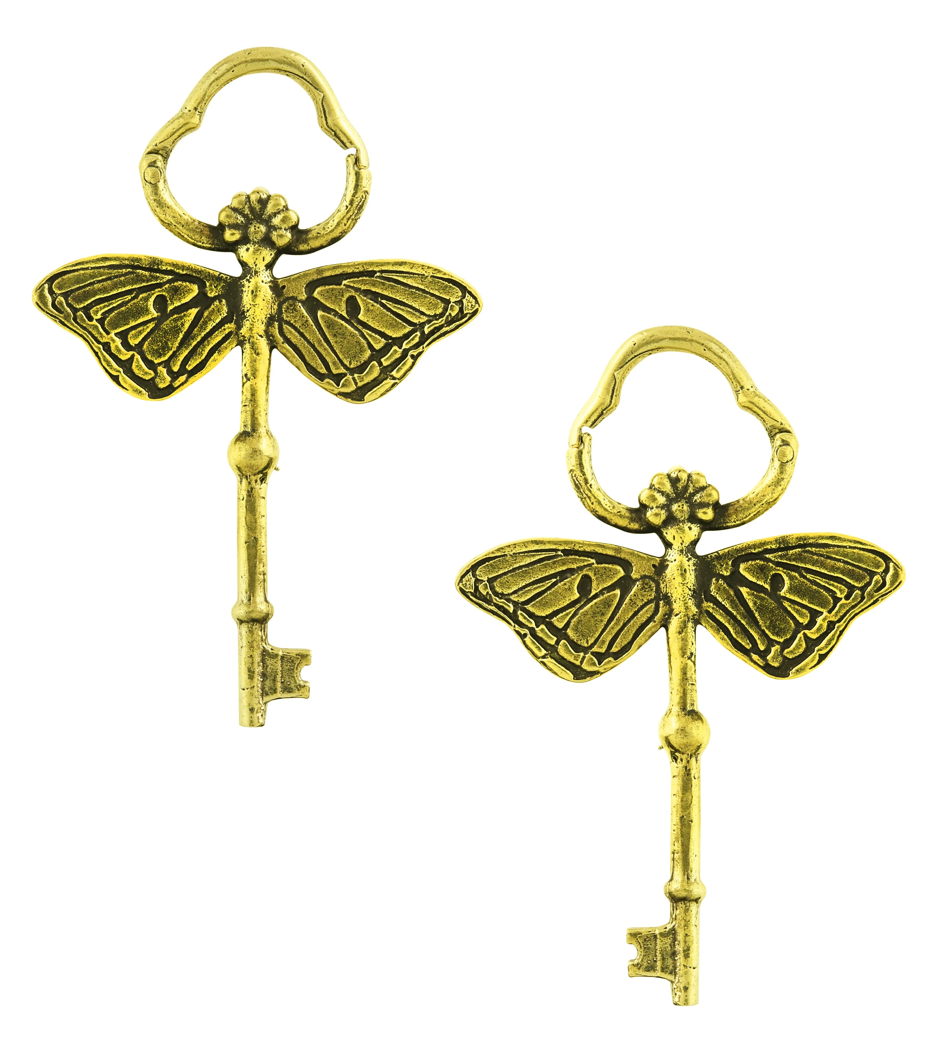 Dragonfly Key Hinged Brass Ear Weights