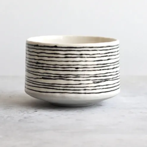 Ebb and Flow Striped Bowl in Fog by Elizabeth Benotti