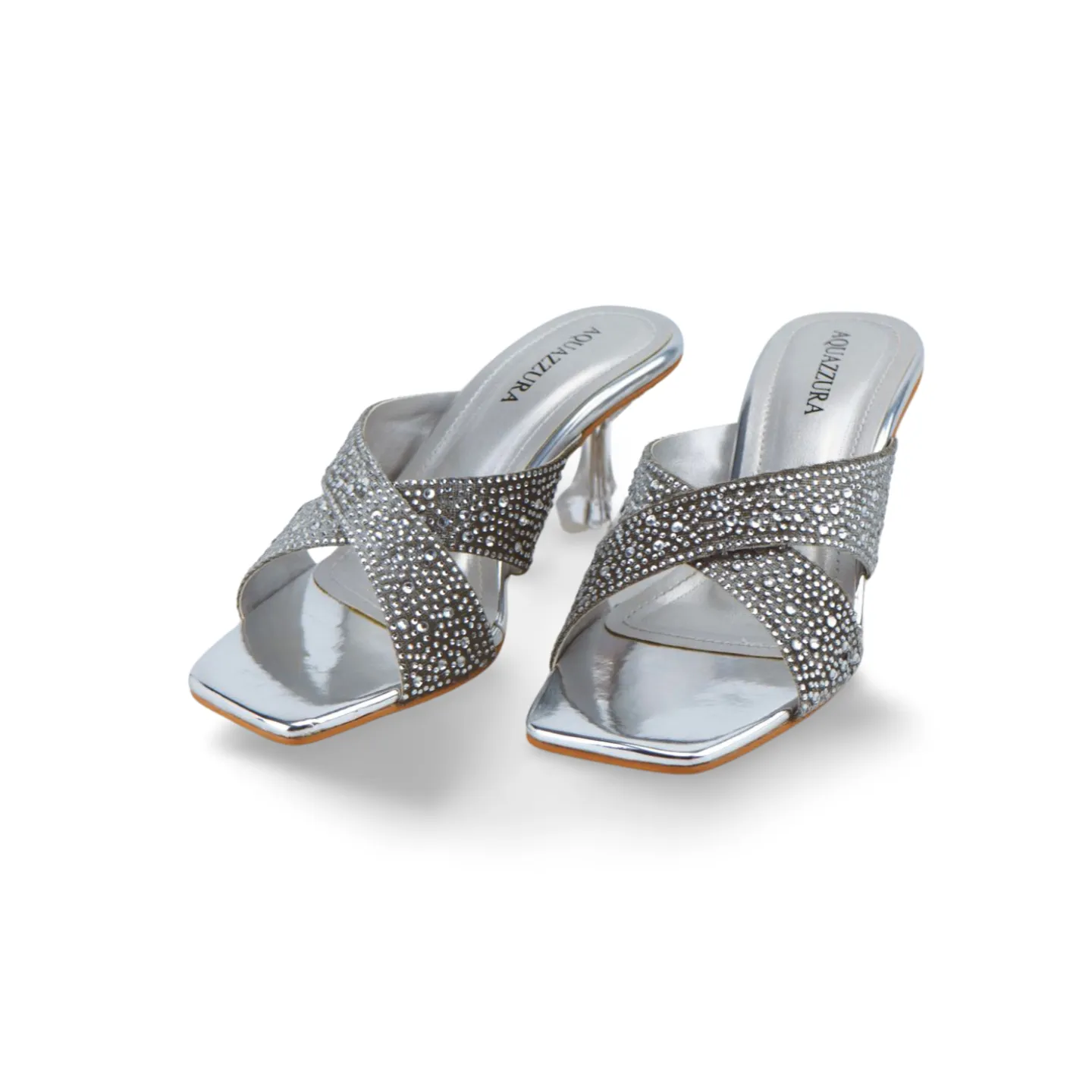 Elegant Women's Velvet Sandals with Clear Heels and Rhinestone Embolishment