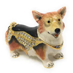 Enameled Pembroke Welsh Corgi Trinket Box