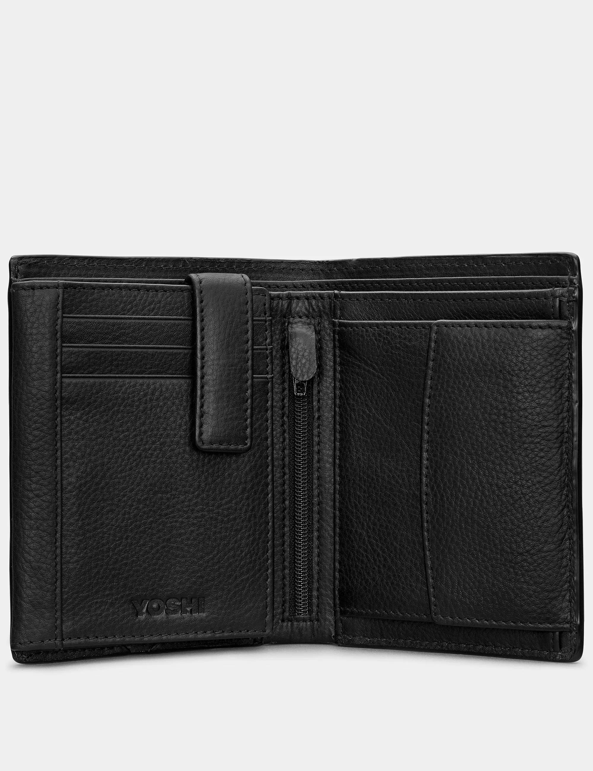 Extra Capacity Traditional Black Leather Wallet