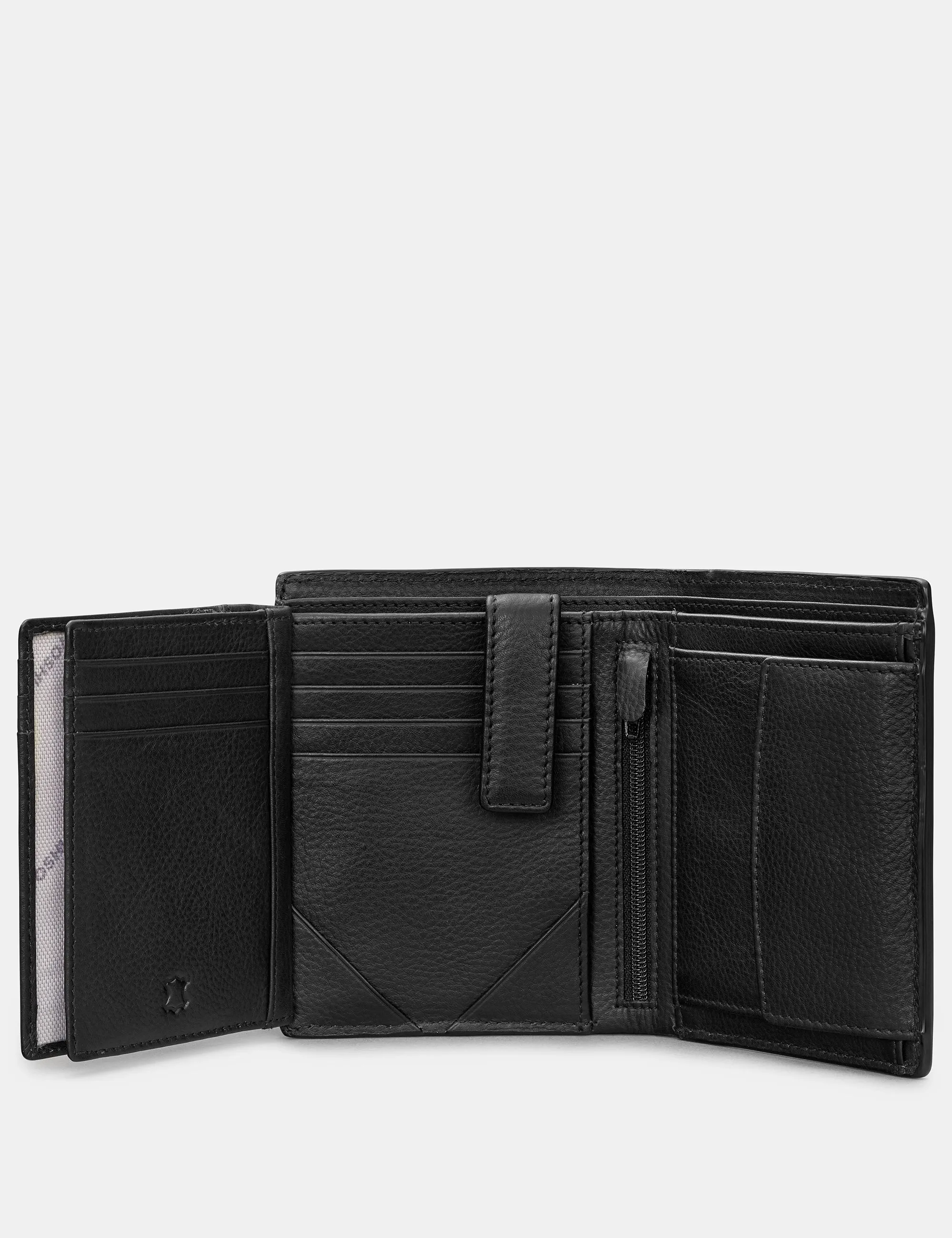 Extra Capacity Traditional Black Leather Wallet