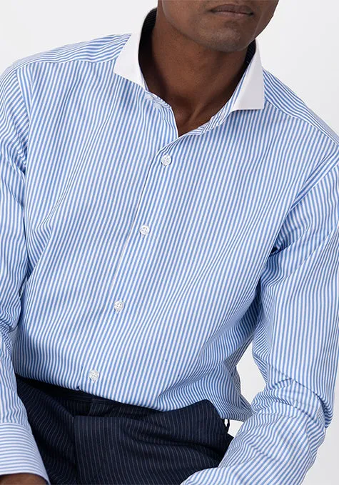 FINE BLUE ITALIAN STRIPES SHIRT