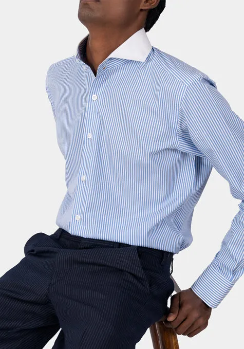 FINE BLUE ITALIAN STRIPES SHIRT