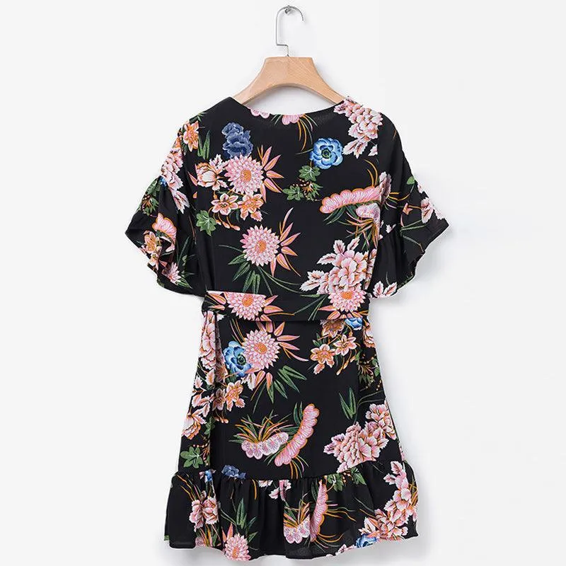 FLORAL RUFFLE MINI DRESS