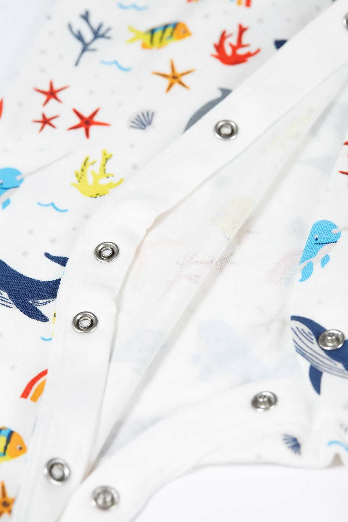 Frugi White Rainbow Sea Lovely Babygrow