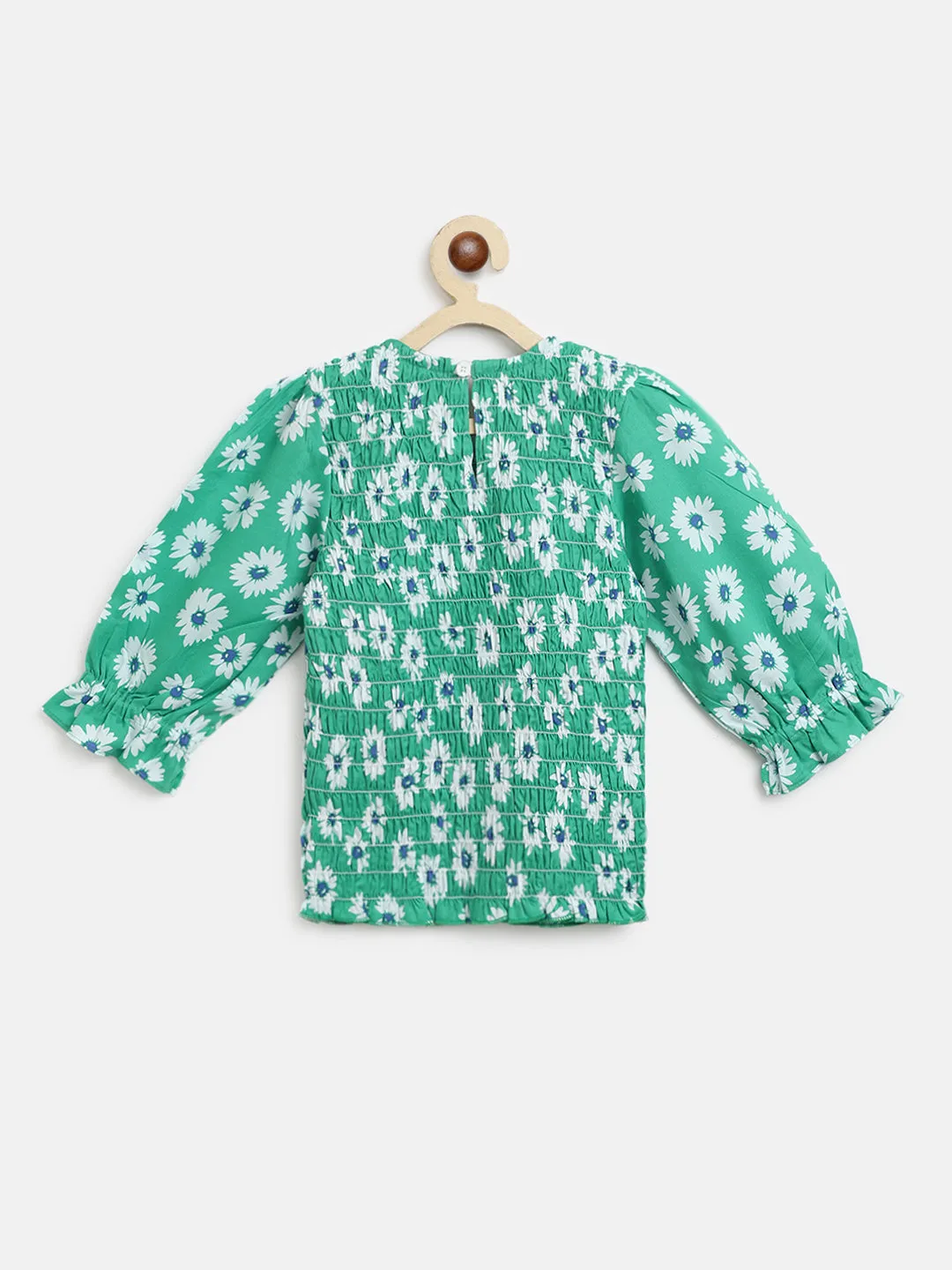 Girls Green Printed Top