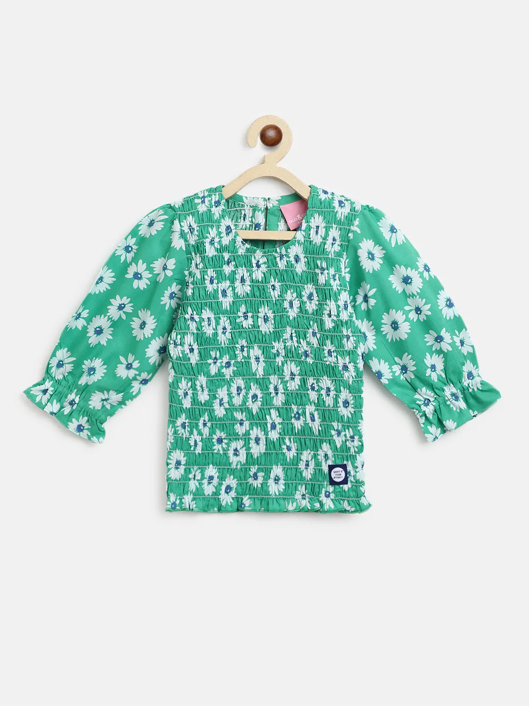 Girls Green Printed Top