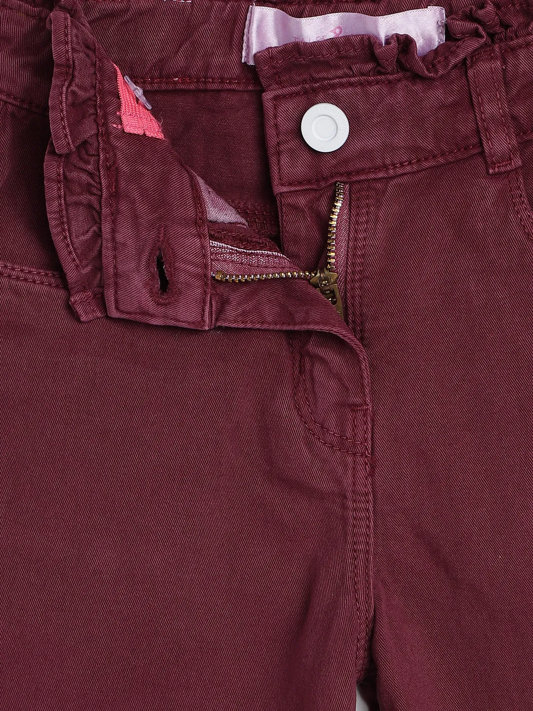 Girls Paper Bag Maroon Pant