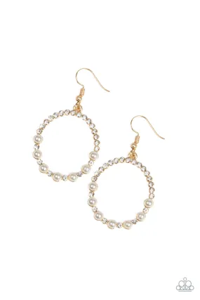 Glowing Grandeur - Gold Paparazzi Earring