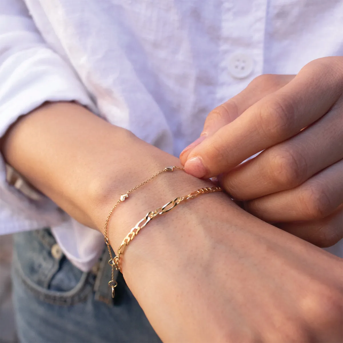 Gold Plated Flat Figaro Chain Bracelet