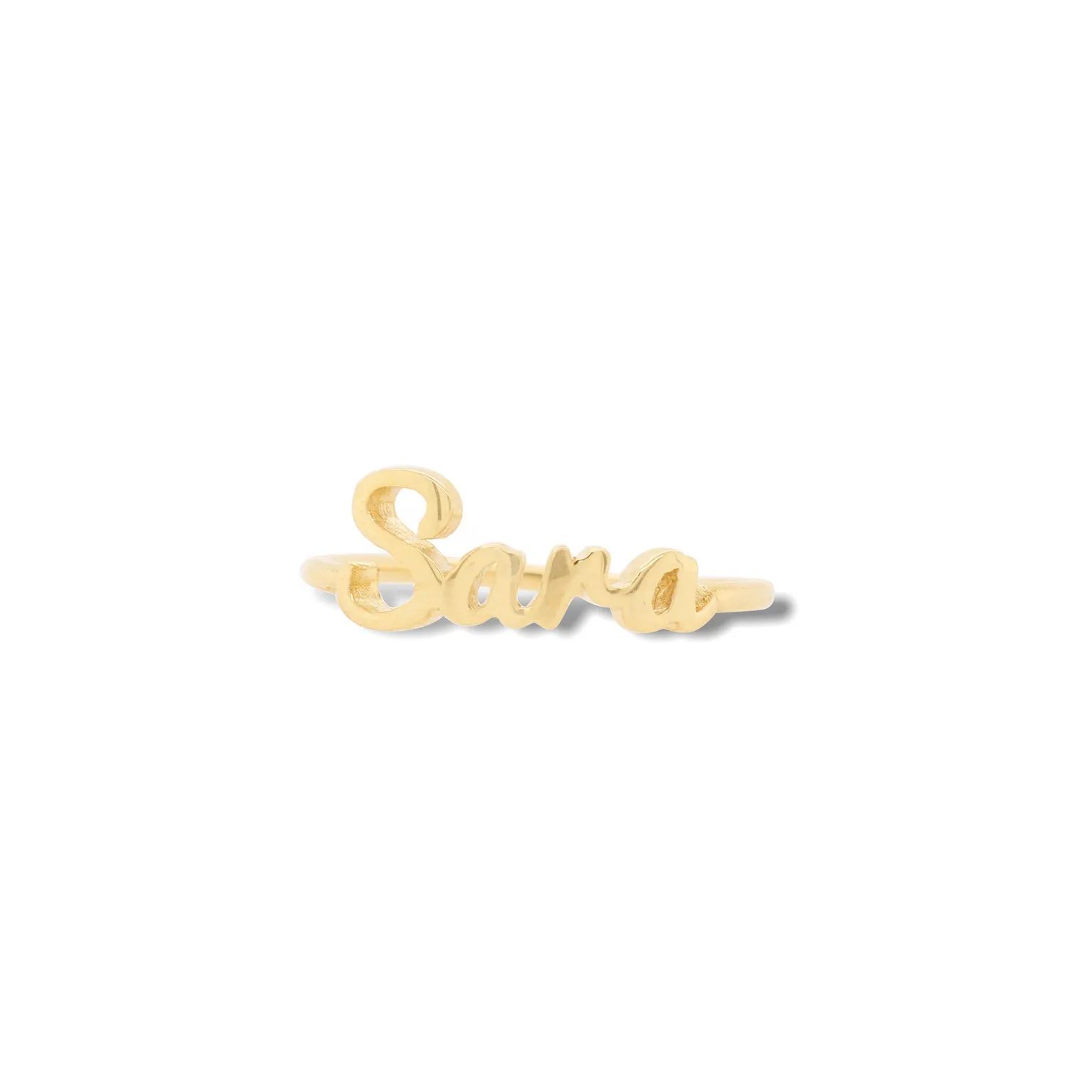 Gold Script Name Ring