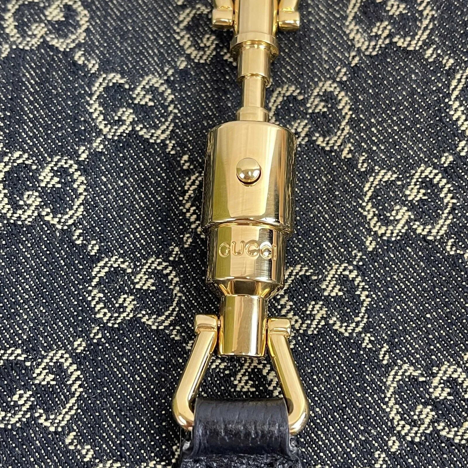 GUCCI - Small Jackie handbag Denim / Beige GG Top Handle w/ Shoulder Strap