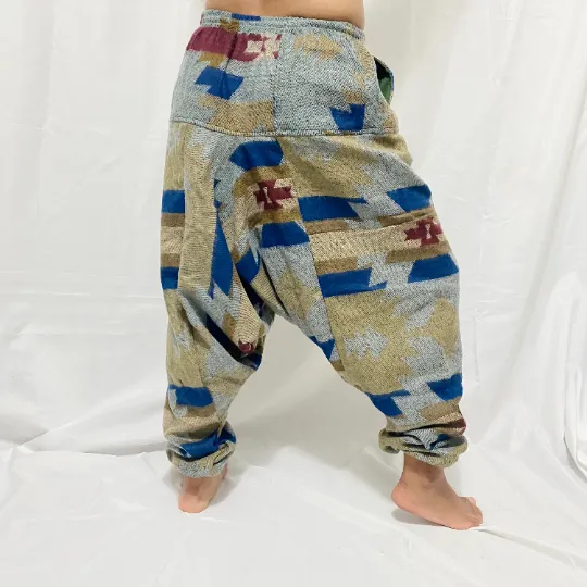 Handmade Multiprint Wool Pant, Wool Harem Pants from Nepal, Yoga Pants, Non Itchy Wool Pants for Winter, Warm Winter Pants, Winter Clothing