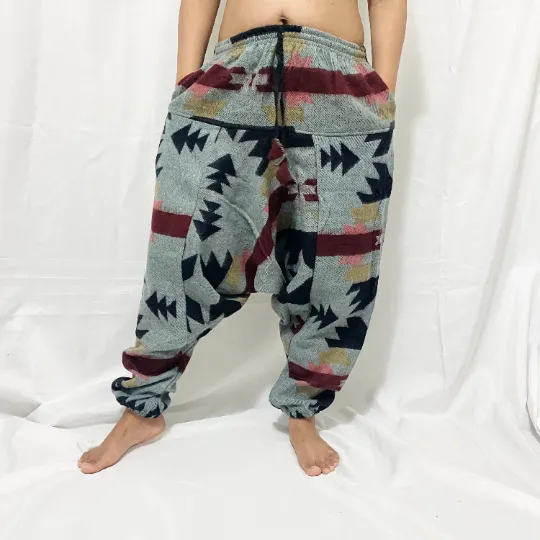 Handmade Multiprint Wool Pant, Wool Harem Pants from Nepal, Yoga Pants, Non Itchy Wool Pants for Winter, Warm Winter Pants, Winter Clothing