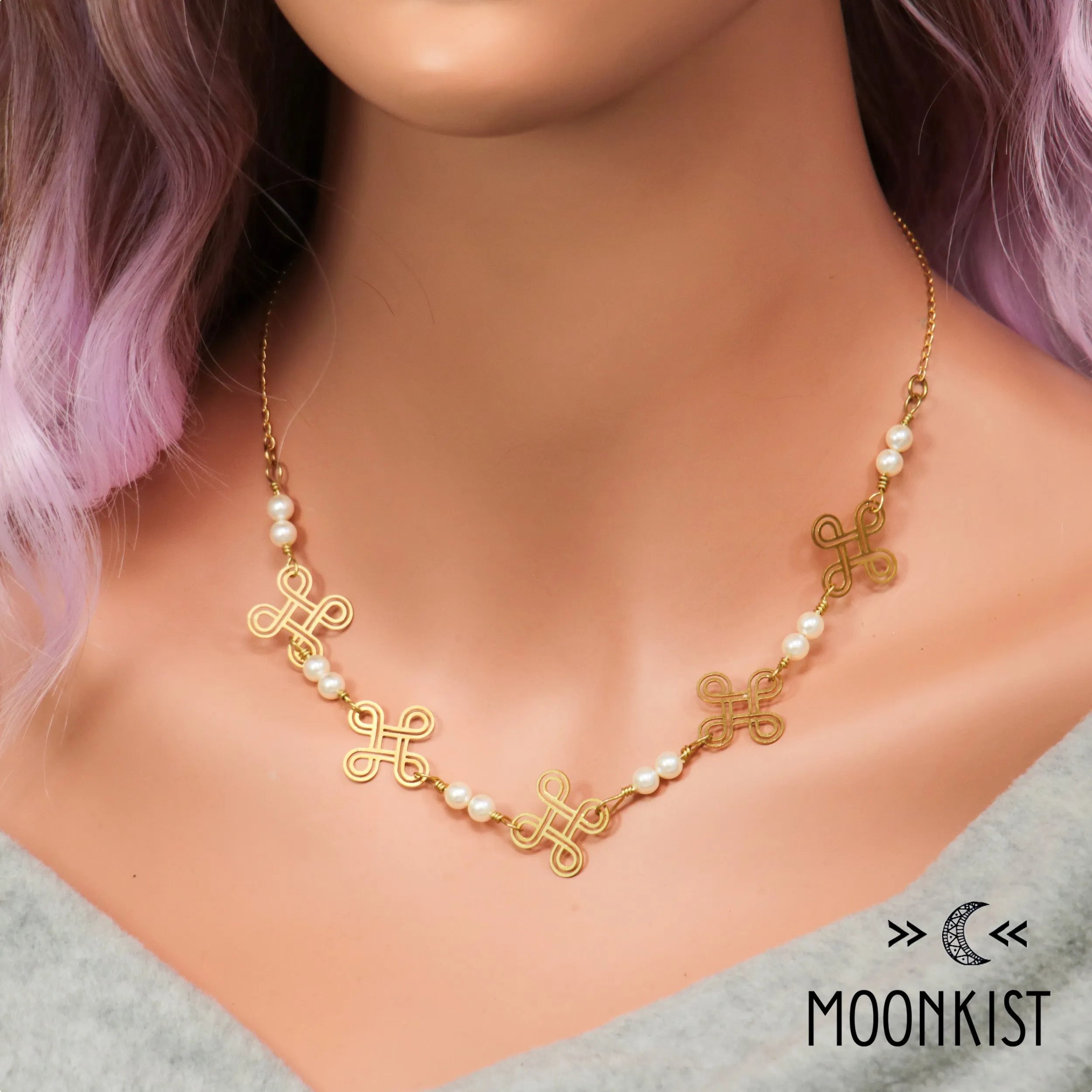 Handmade Pearl and Celtic Link Necklace | Moonkist Designs