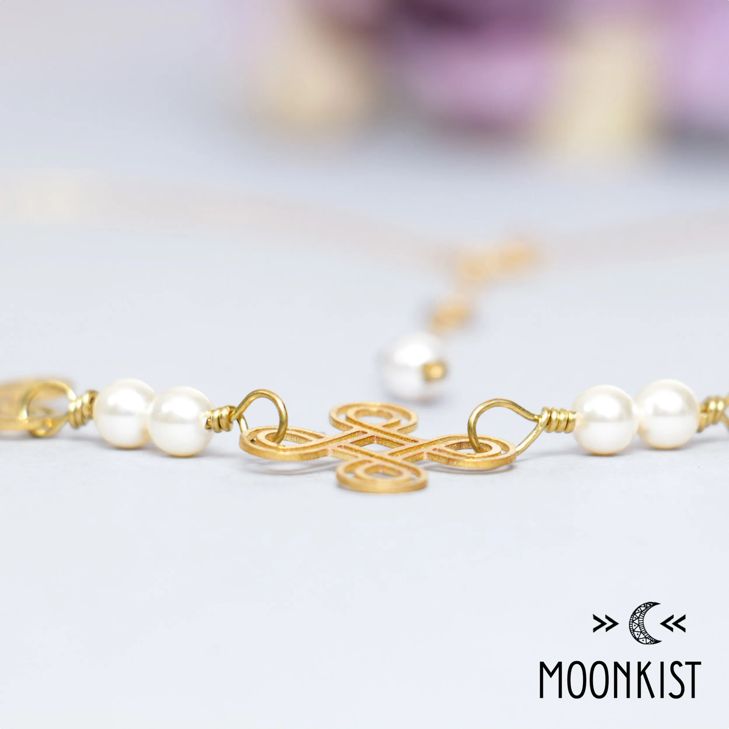 Handmade Pearl and Celtic Link Necklace | Moonkist Designs