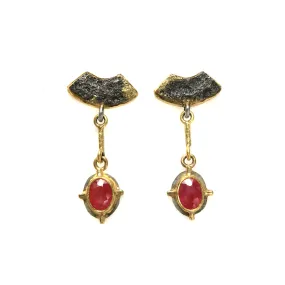 Hanging Oval Ruby Earrings