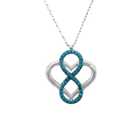 Hania Turquoise Open Heart Infinity Silver Necklace For Women