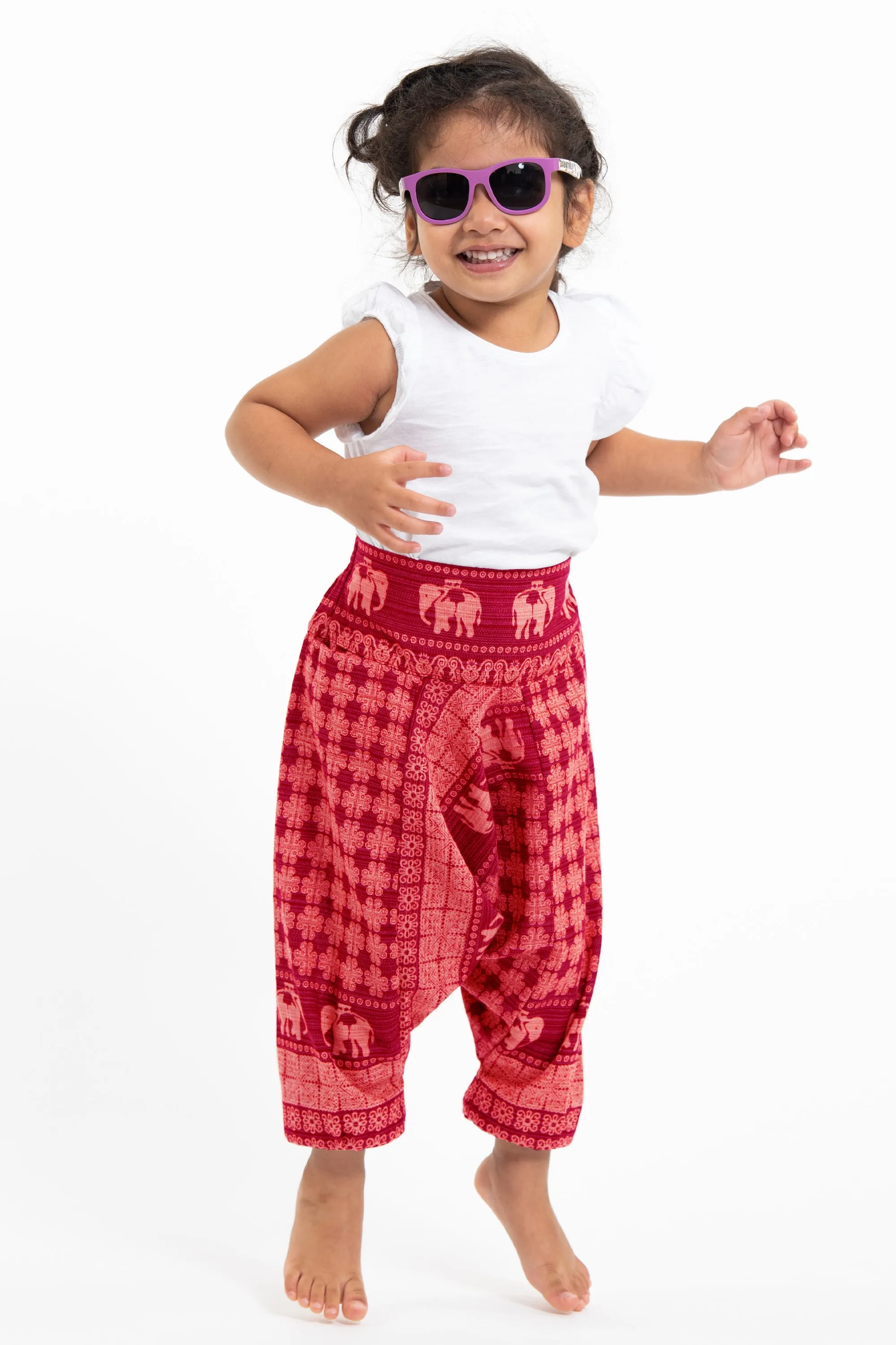 Hill Tribe Elephant Kids Elephant Pants in Red