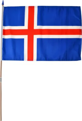 Icelandic nylon flag on a stick