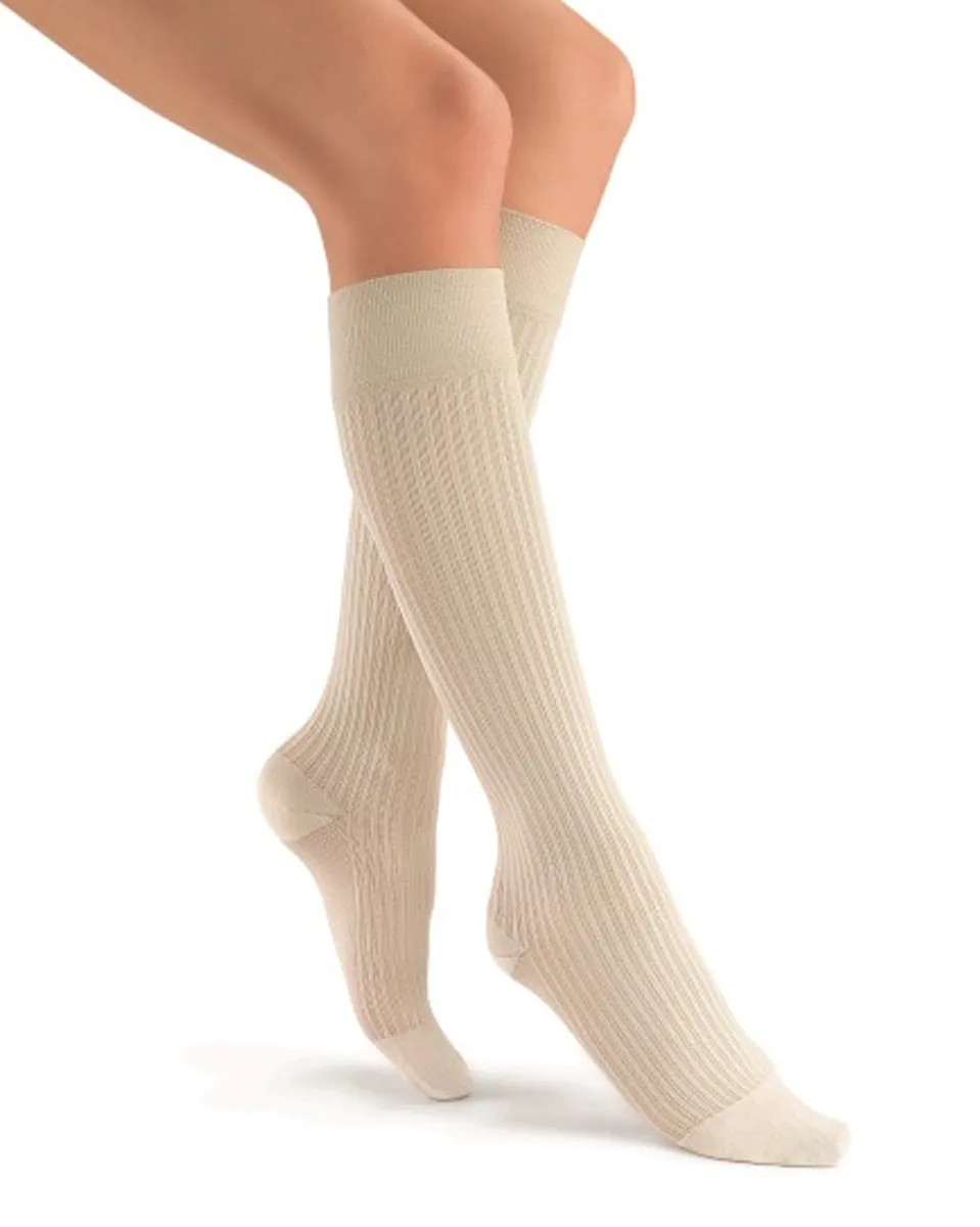 Jobst soSoft Women's Knee High Closed Toe Ribbed Pattern Support Socks 15-20 mmHg