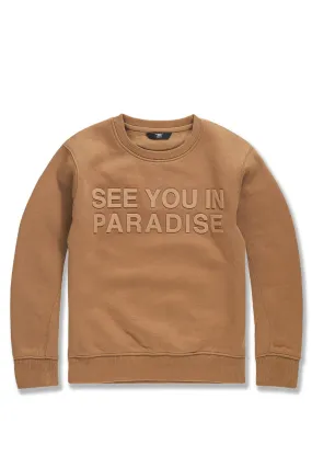 Kids Paradise Tonal Crewneck Sweatshirt (Mocha)