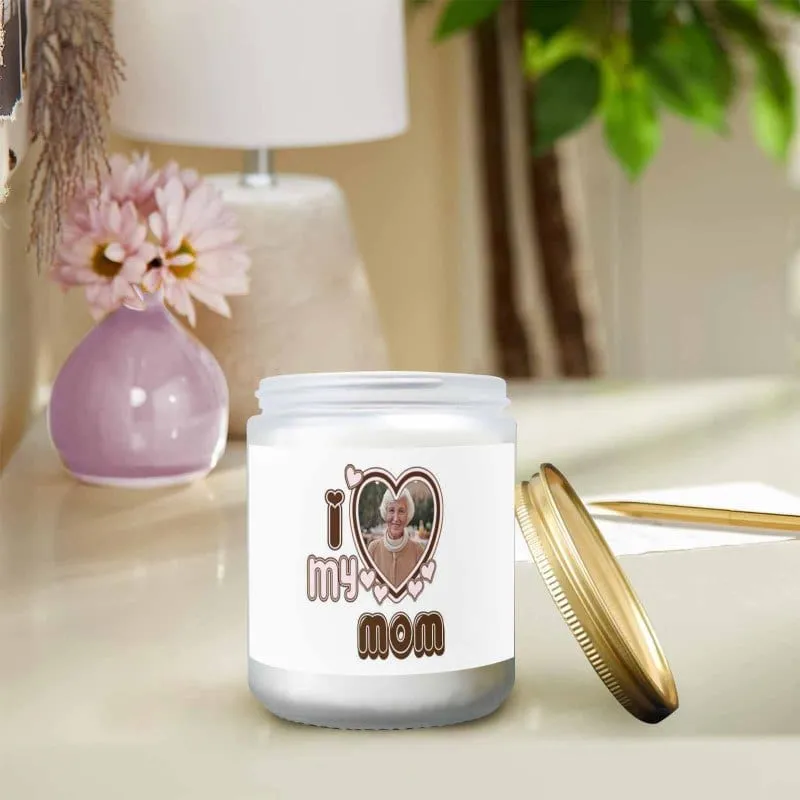 Made in USA Custom Photo I Love My Mom Candles Customize Your Own Photo Candle