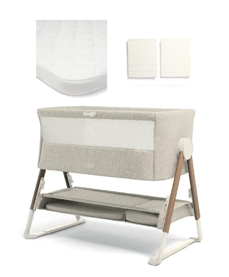 Mamas & Papas Lua Bedside Crib Bundle - Beige / Oatmeal