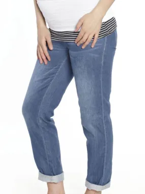 Maternity Boyfriend Jeans in Stretchy Cotton - Denim