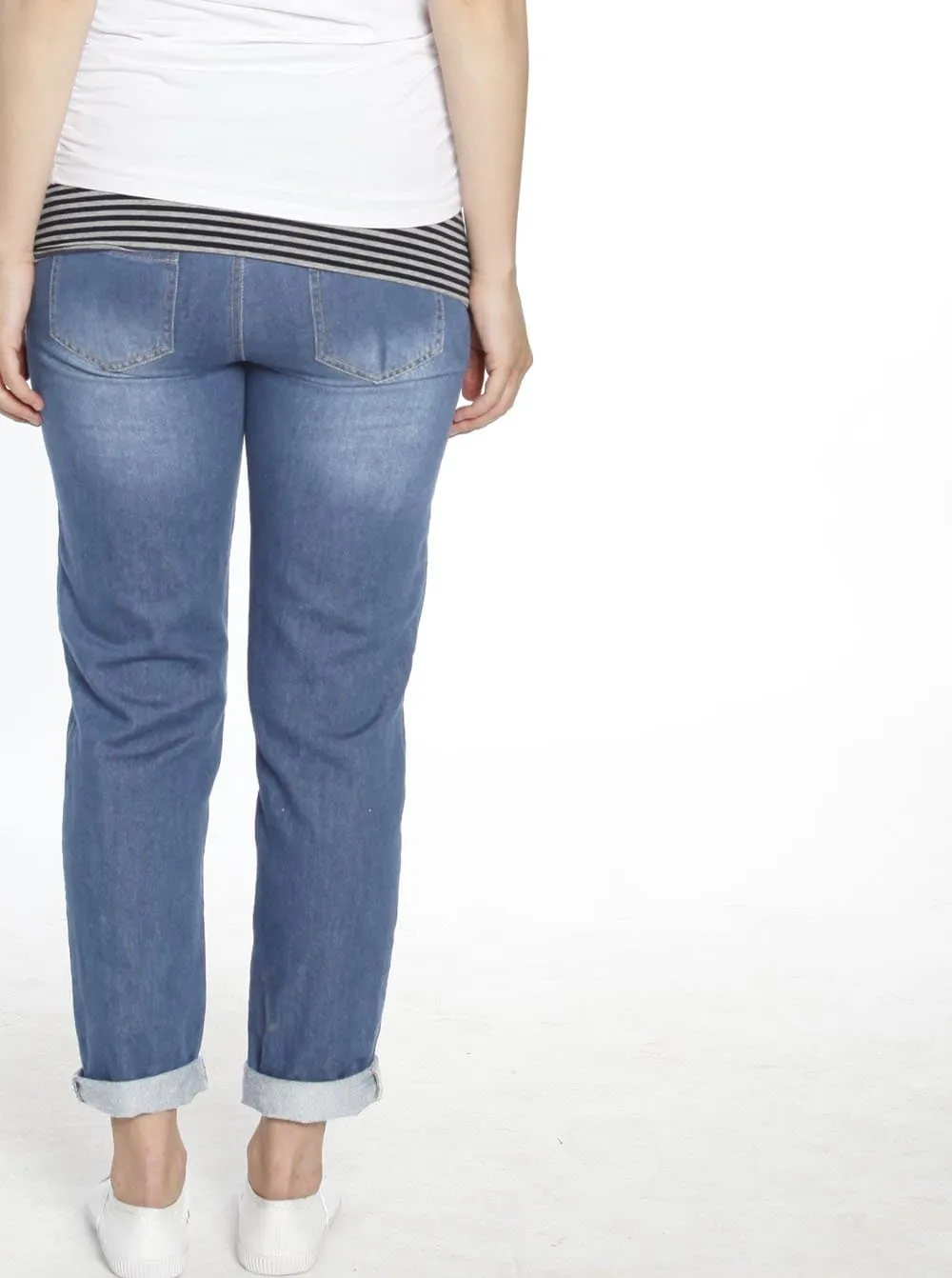 Maternity Boyfriend Jeans in Stretchy Cotton - Denim