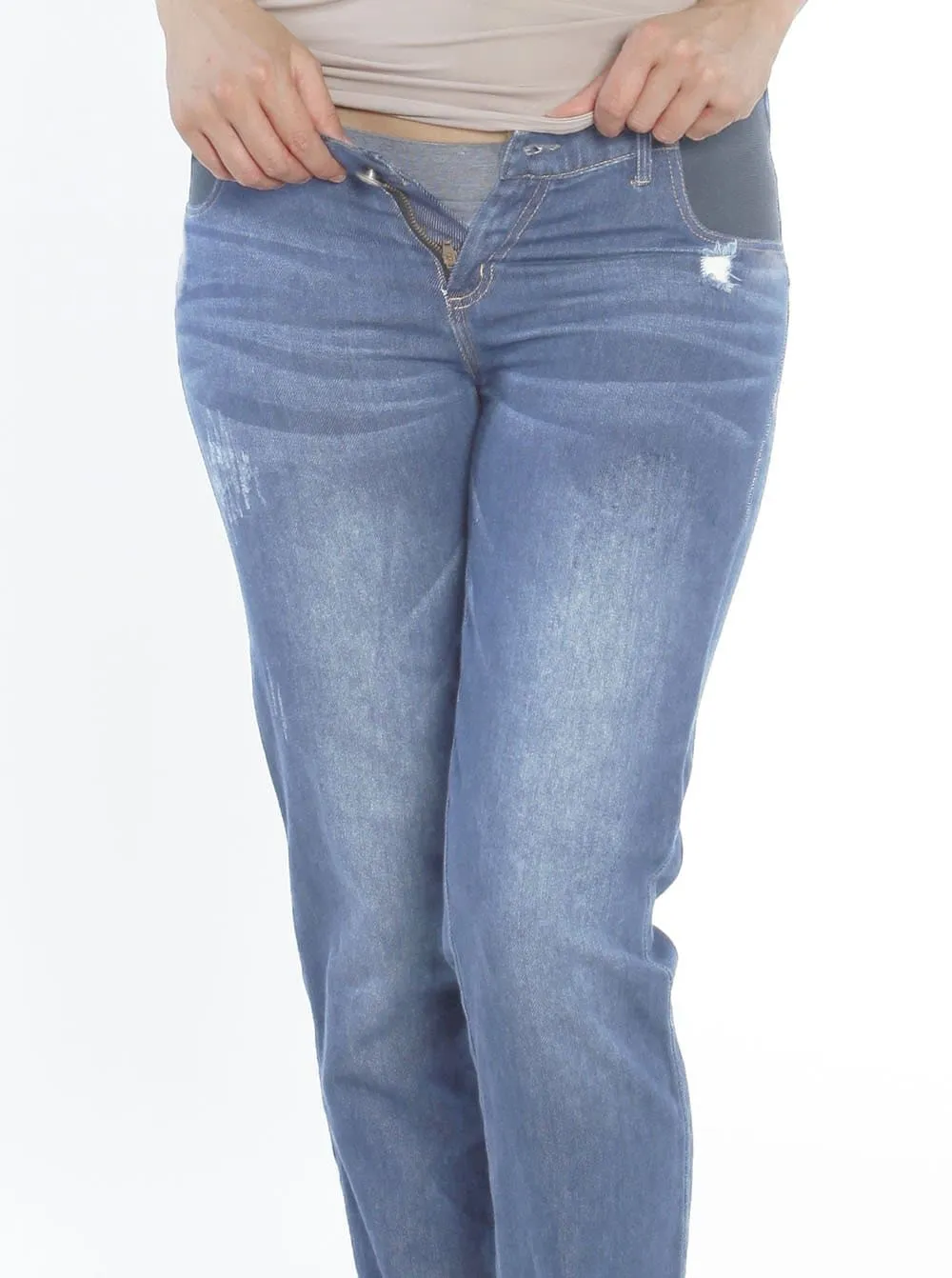 Maternity Boyfriend Jeans in Stretchy Cotton - Denim