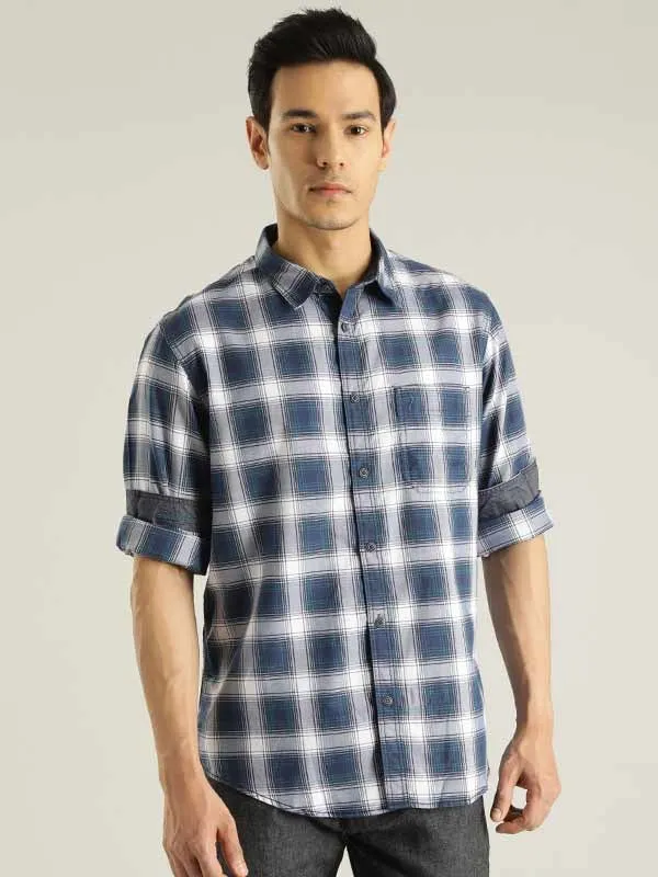 Men Checked Full Sleeve Cotton Blend Shirt