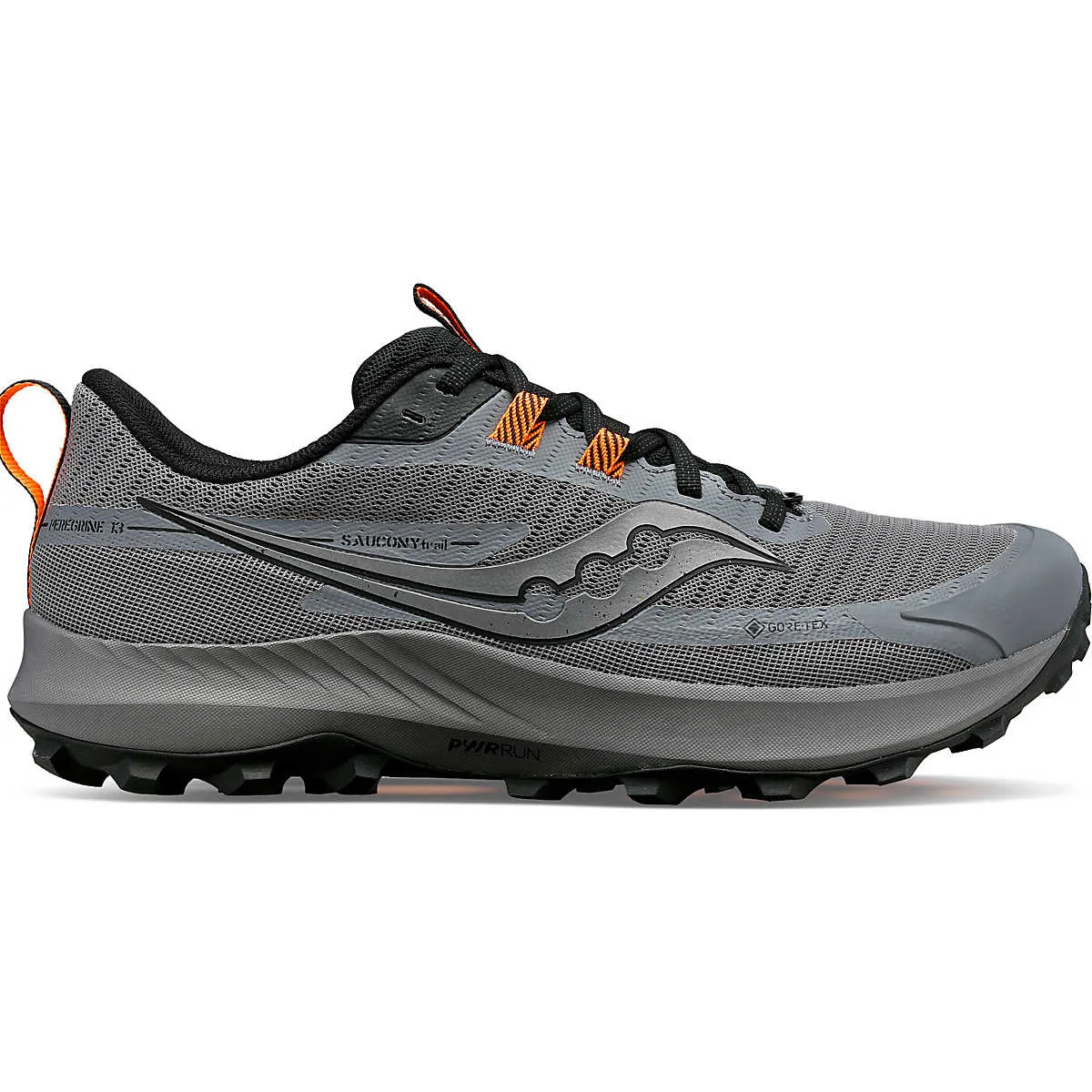 Men's Saucony Peregrine 13 GTX, Gravel/Black, 9 D Medium