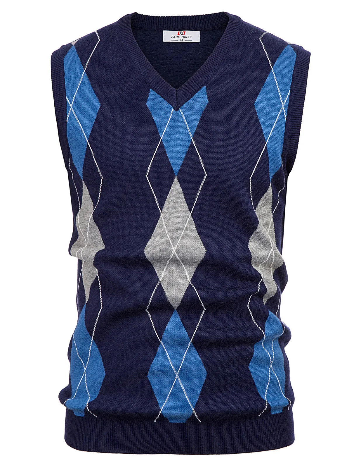 Men's Soft Argyle Sweater Vest Slim Fit V-Neck Knitted Pullover Vest