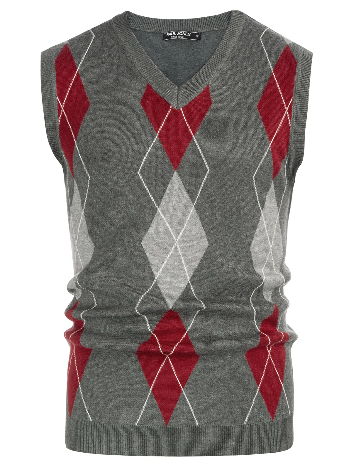 Men's Soft Argyle Sweater Vest Slim Fit V-Neck Knitted Pullover Vest