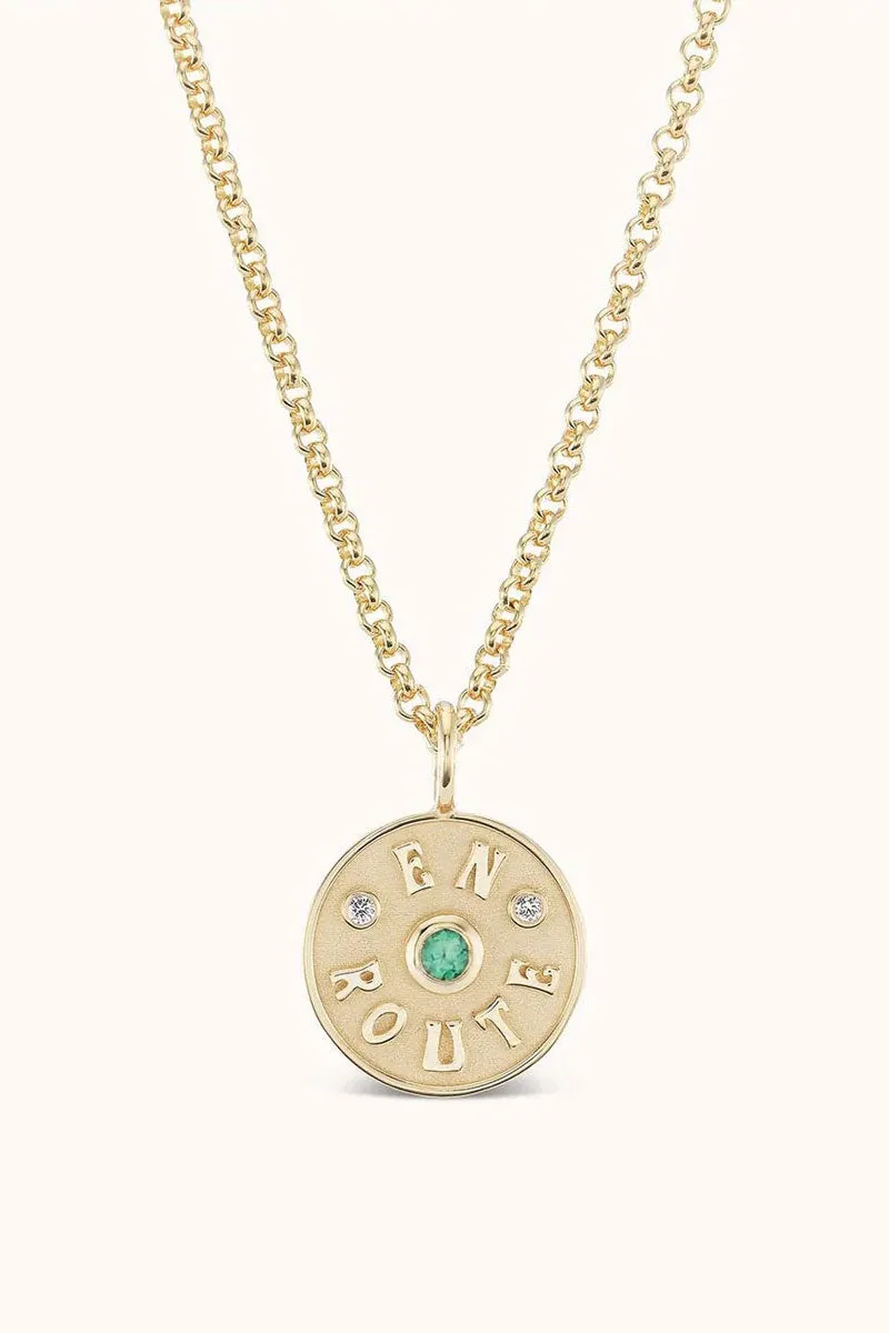 Mini En Route Charm - Emerald 14k Yellow Gold